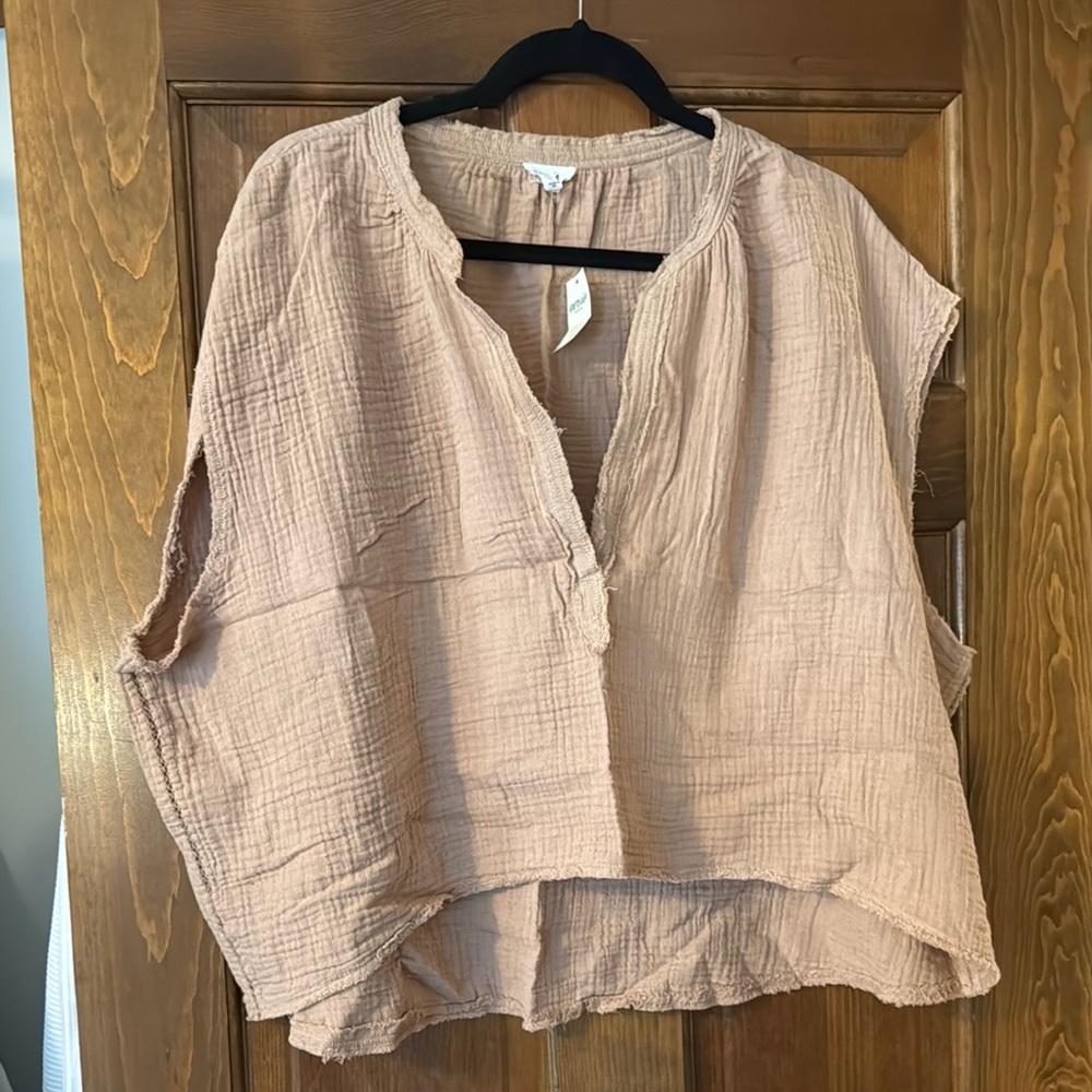 Aerie Tan Boxy Blouse